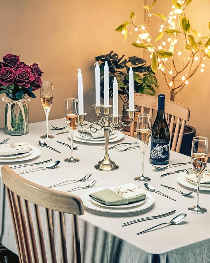 Lemeya 40-Piece Silverware Set for 8,Modern 18/10 Stainless Steel Flatware Set,Luxury Cutlery Set,Unique Utensils Set for Restaurant,Spoons and Forks Set,Mirror Polished,Dishwasher Safe