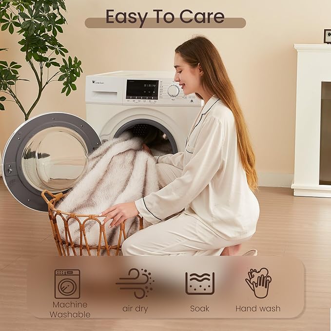 L'AGRATY Faux Fur Throw Blanket: 60''x 80'' Luxury Fluffy Plush Thick Faux Fur Blanket for Bed Couch Sofa - Cozy Soft Fuzzy Blankets for Women Man: Minky Couture Decoration Blanket (White Beige)