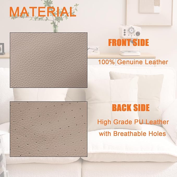 Kidol & Shellder Genuine Leather Throw Pillow Cover 18x18 Modern Solid Lumbar Pillow Covers-Luxury Pillowcases for Couch Sofa Bed-Soft Durable Decorative Cushion Case with Hidden Zipper(Caribe Cocoa)