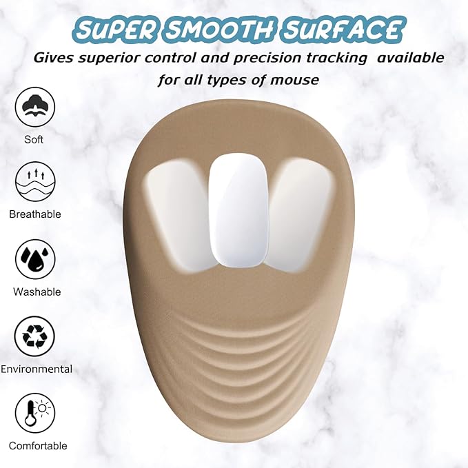 Ergonomic Mouse Pad Wrist Support, Mouse Pad with Wrist Rest, Entire Memory Foam & Non-Slip PU Base MousePads with Stepped-Wedge Design for Pain Relief, Desk, Office, Home, Beige