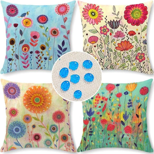 Cirzone Waterproof Outdoor Pillow Covers 18x18 Inch Set of 4 Summer Spring Floral Throw Pillow Covers Spring Outdoor Decor for Patio Furniture Garden Sofa
