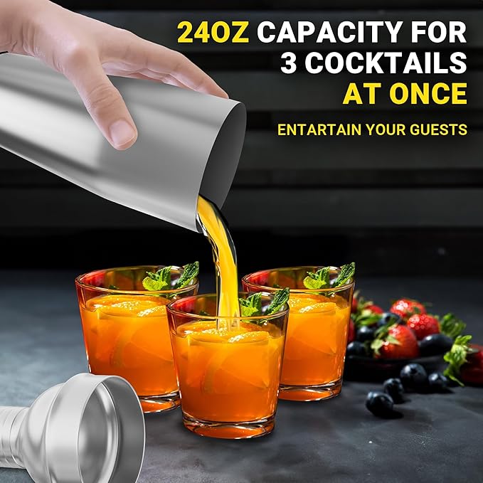 Bartender Kit – 5-Piece Stainless Steel Cocktail Shaker Set for Home & Bar – Drink Mixing Set with Accessories