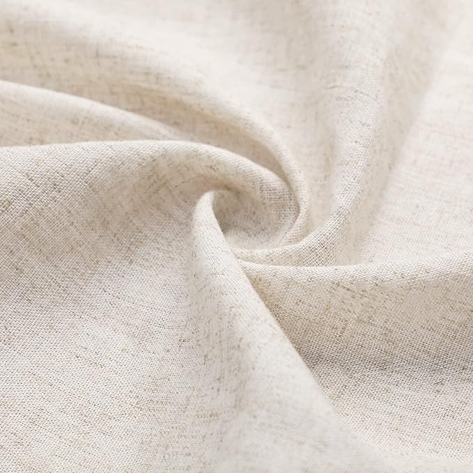 Awellife Farmhouse Cream Shower Curtain Button Linen Textured Woven Fabric,Country Style 72" W x 72" L