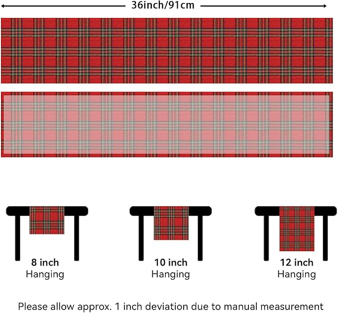 Softalker Christmas Checkered Tartan Table Runner - Red Buffalo Plaid Xmas Stain Resistant Washable Table Decoration for Dining/Parties/Holiday Decor, 13 x 36 Inch