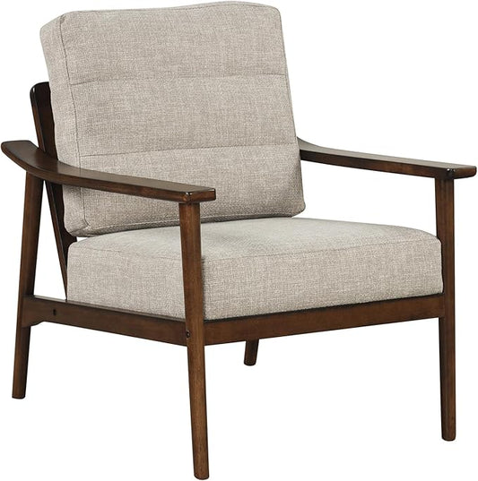 Giantex Mid Century Modern Accent Chair, Max Load 440 LBS Upholstered Living Room Chair with Rubber Wood Armrests & Legs, Removable Back Cushion, Comfy Reading Arm Chair for Living Room, Bedroom
