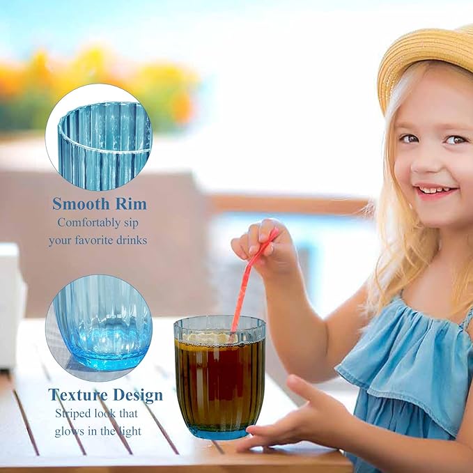 Acrylic Clear Highball Plastic Cups | Plastic Reusable Tumblers 15oz (Set of 8) | Stackable | BPA-free Tumblers | Shatterproof | Top-rack Dishwasher Safe