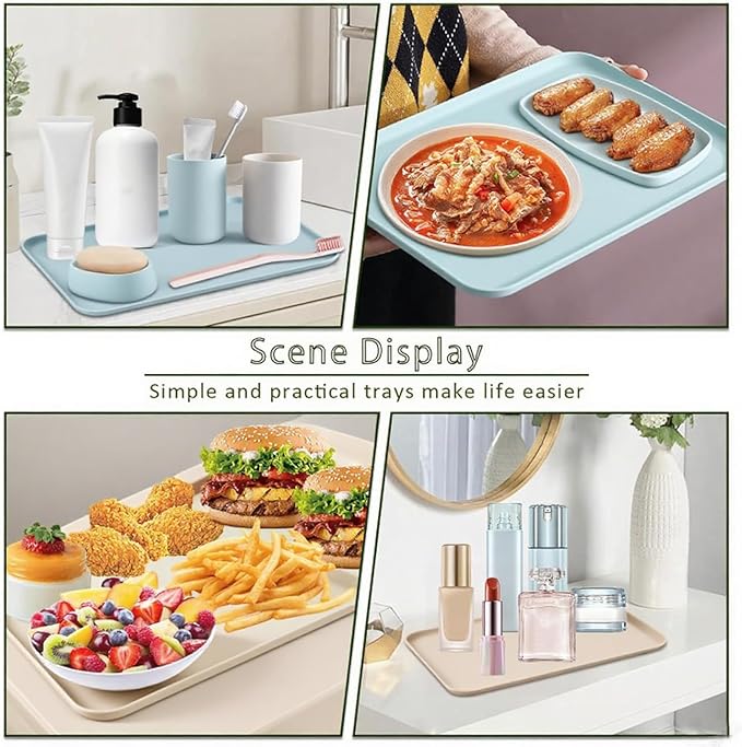 Cafe Fast Food Cafeteria Tray, FoodService Products, Eco-Friendly Wheat Straw & PP Plastic Tray - 17" X 12" X 0.6", Non-Slip Surface for Kitchen, Office - Beige