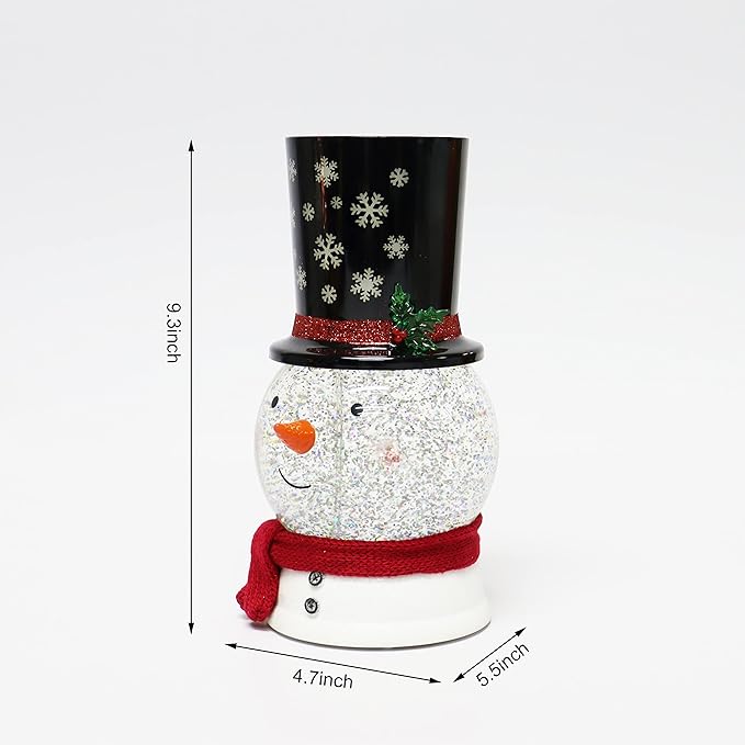 Christmas Tabletop Decor, Snow Globe Water Spinning LED Lighted Snowman, Battery Operated (not Included) (9.4" H x 5.5" W x 4.8" D) by Moments in Time