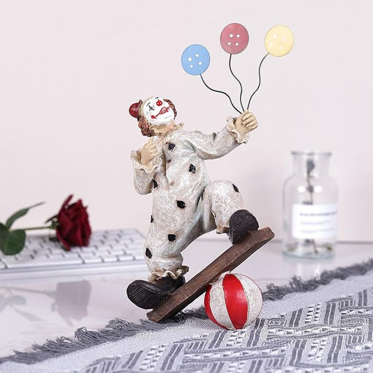orenm Creative Clown Circus Statues,Interesting Home Decor Resin Sculpture,Handmade Crafts Collectible Art Figures Decor Ornament,Christmas,Parties and Events Desktop Decor (Balloon)