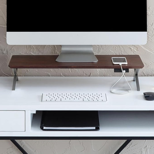 Anji Mountain Monitor Stand - Desktop Organizer & Laptop Riser, Ergonomic Monitor Riser, Space-Saving Monitor Stand for Desk, Durable Construction, Easy Assembly, Ideal for Home & Office,Walnut