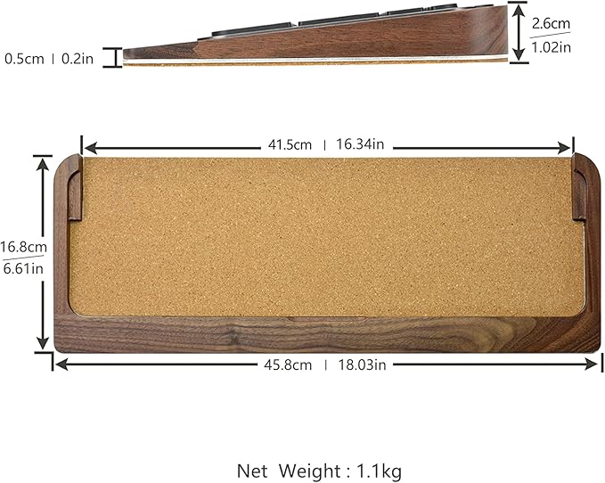 SAMDI Wood Keyboard Tray – Premium Ergonomic Desk Organizer, Stainless Steel/Wooden Keyboard Stand（A-Black Walnut