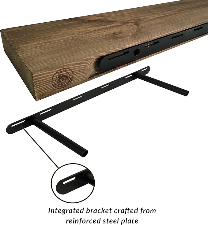 Wood Floating Shelves,24 inch Rustic Wood Wall Shelves for Bathroom Living Room Bedroom Kitchen Farmhouse Laundry Room Set of 2,Handmade-Thickened Wall Shelf,Black Walnut