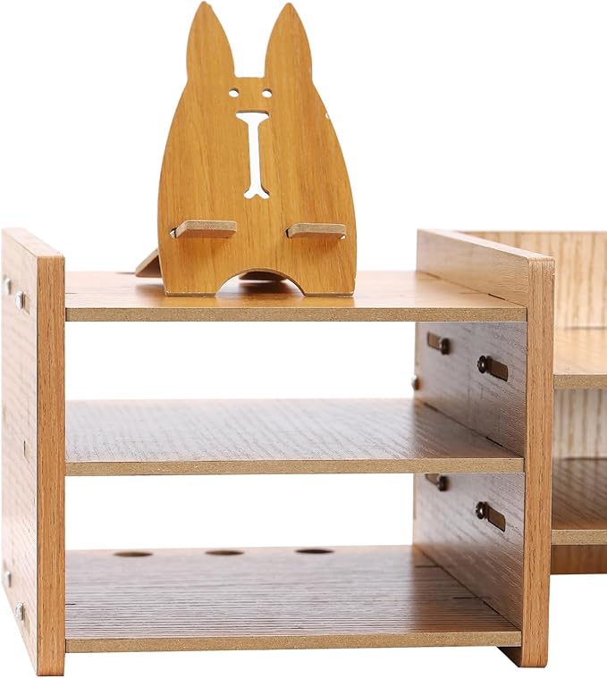 Wood Computer Monitor Stand for Desk Monitor Riser with Drawers & Lock Monitor Stand Organizer Desk Storage Shelf Desk Accessories & Workspace Organizers for Home Office (1 Drawer)