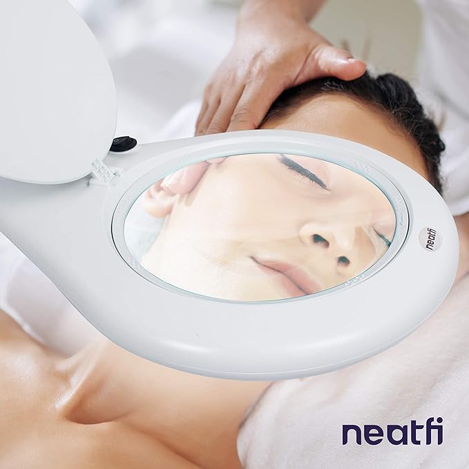 Neatfi Elite XL HD Super LED Magnifying Lamp with Clamp, Glass Lens, 6500K, Glare-Free (7 Inch Lens, White)