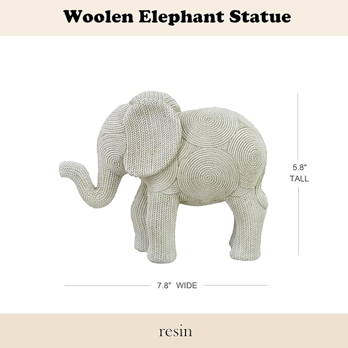 7-inch Resin Elephant Statue - Small Lucky Elephant Decor for Table & Living Room, Pair of Elephant Sculptures Home Decoration