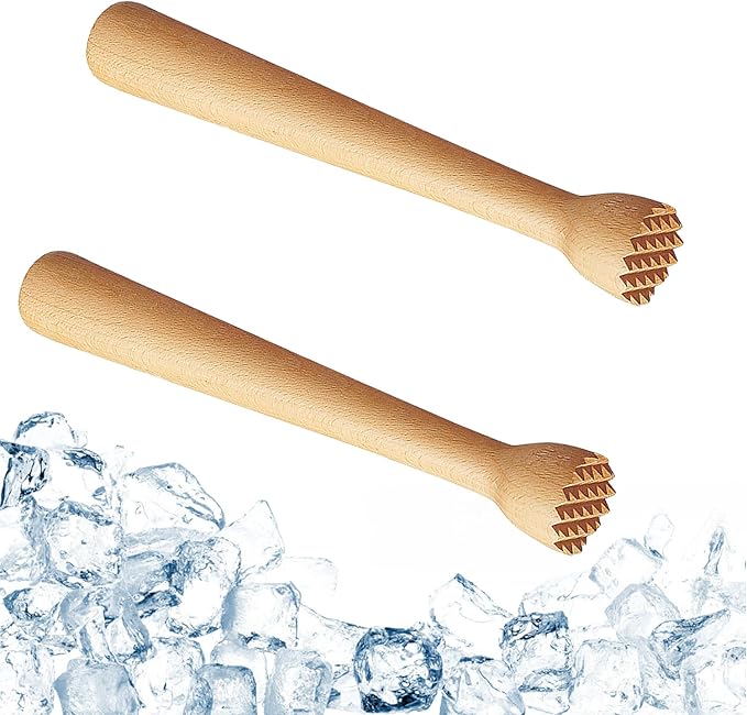 POFUIERKN Wooden Cocktail Muddler, 2 Pack, 10 Inch, Beech Wood, Essential Home Bar Tool