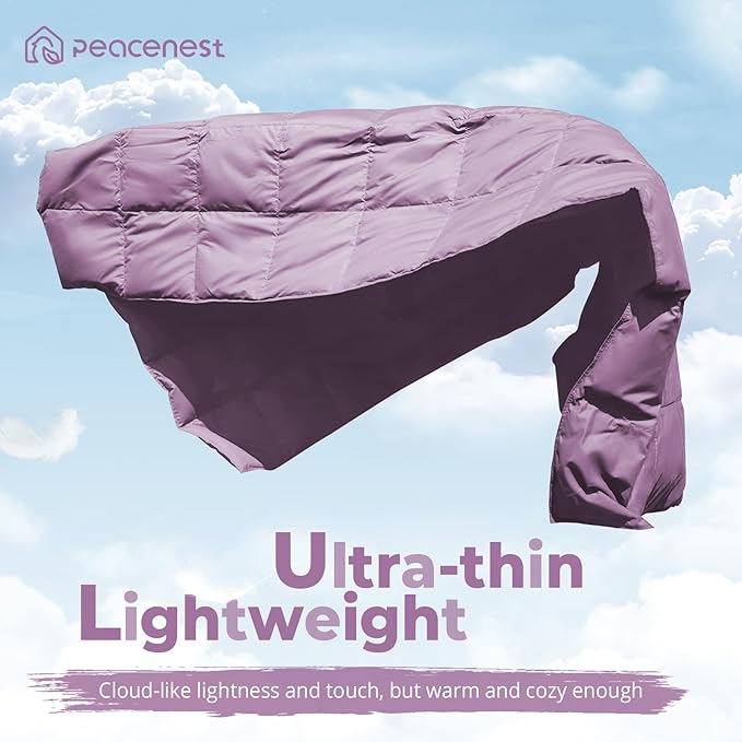 Peace nest Down Throw Blankets for Couch 50x70” Down Blanket for Indoor and Outdoor Throw Blanket use Soft Lightweight Throw Blanket Light Purple