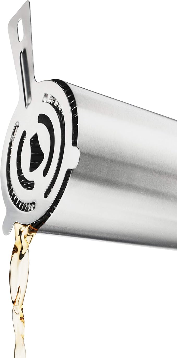 True 7-Piece Barware Set for Mixed Drinks and Cold Brew Cocktails, Includes Boston Cocktail Shaker Tin, Mixing Glass, Jigger, Muddler, Strainer, Bar Spoon, Pour Spout for Home Bar, Bartender Gifts