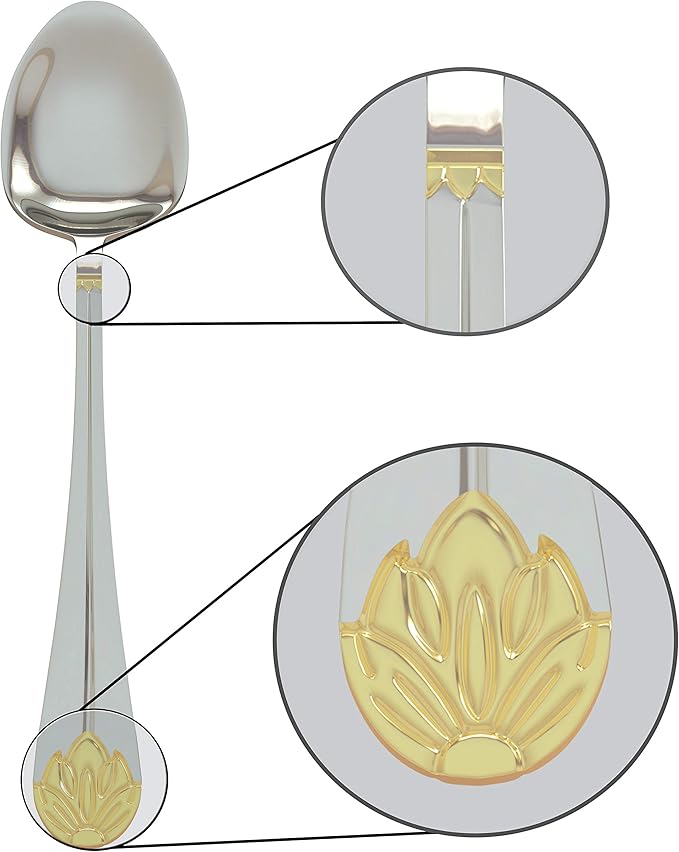 Silverware Set Limited Edition – 30 Piece Family Dinnerware Set – Flatware Set for 6 – Silver Tableware Set w/Gold Accents – Spoons, Knives, Teaspoons, Forks, Salad Forks