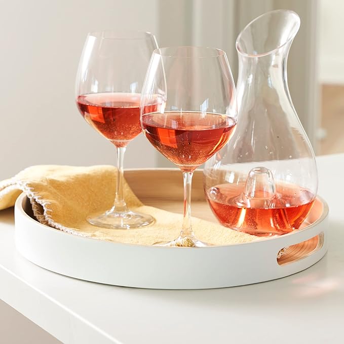 Spun Bamboo Round Decorative Tray, 13.75 Inches, White