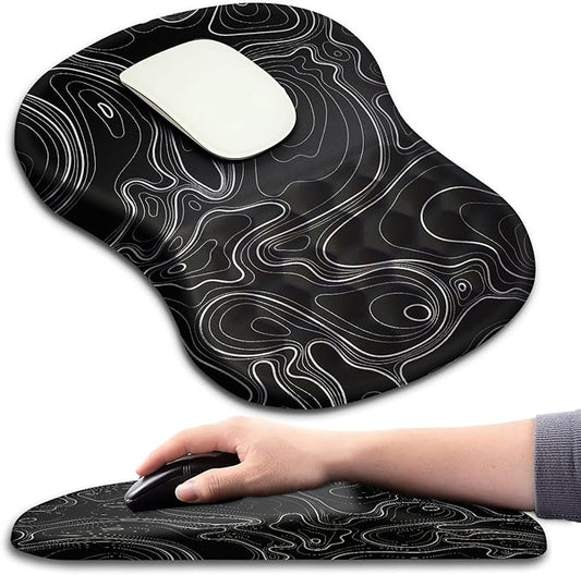 Ergonomic Mouse Pad with Massage Dot, Comfortable Computer Mouse Pad for Laptop, Wrist Rest Pain Relief, Non-Slip PU Base, Black, 12 x 8 in