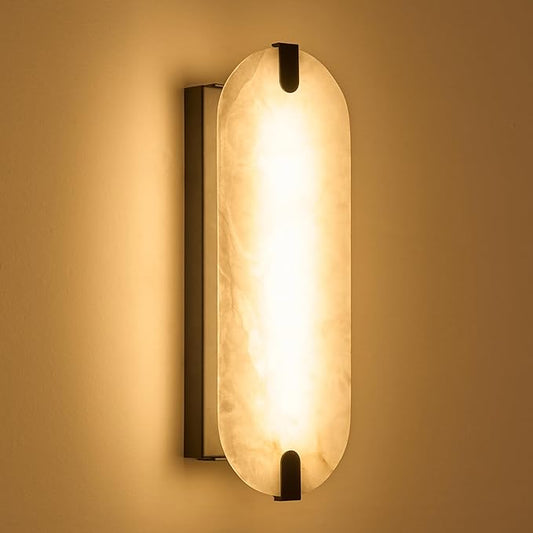 ZEROUNO 14.2 inch Alabaster Wall Sconces, Natural Marble Wall lamp,Dimmable Alabaster Wall Light Fixtures for Stairs Bathroom Living Room Bedroom or Vanity,Hallway