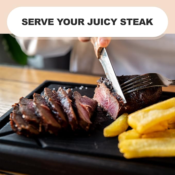 Wooden Steak Board Solid Oak Serving Barbecue Platter Natural Thick Cutting Plate Durable & Quality (Medium)