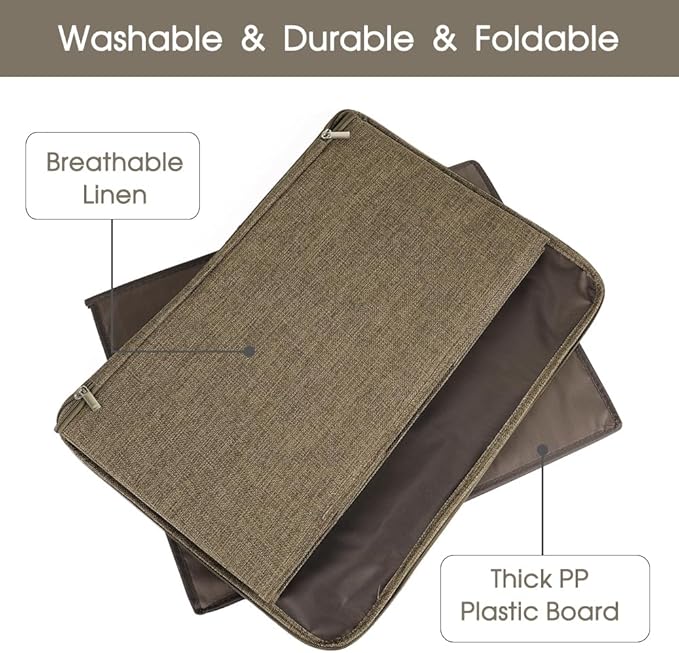 ANMINY 2PCS Storage Bins with Zipper Lids 13 Qt Lidded Fabric Storage Boxes Baskets Cubes with Handles Collapsible Washable Cotton Linen Closet Shelf Clothes Organizer Containers - Coffee, Small