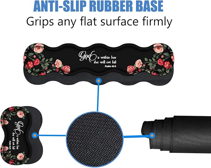 4 in 1 Ergonomic Memory Foam Mouse Pad Wrist Rest Set, Large XXL Gaming Desk Pad + Keyboard Wrist Rest + Mouse Wrist Cushion + Coaster for Home Office Study Gaming, Floral Quote Bible Verse Psalm 46:5