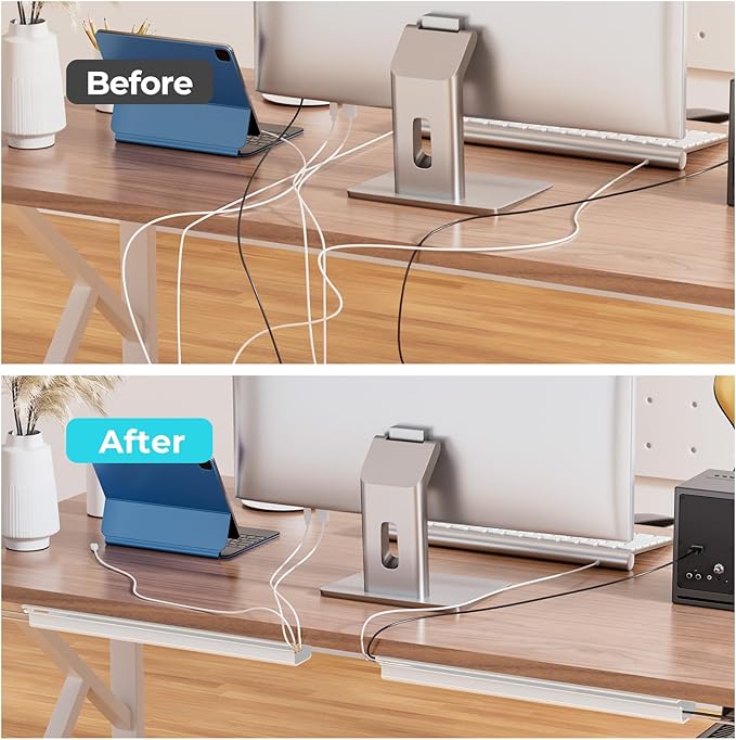 Delamu 2 Pack Safe 15.7in Tidy Cable Management Solution, Protect Kids Pets with Home Office Cable Management Under Desk,Cable Organizer, Cable Management Kit,Cord Organizer for Desk, White