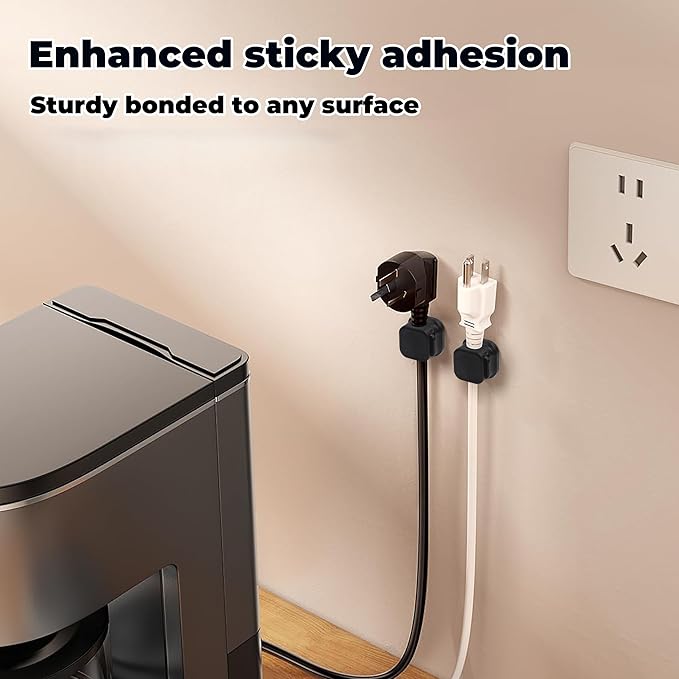 8 Pack Cable Management Clips Home Office Desk Cord Keeper Organizer Accessories Charger Organizer Cord Holder for Nightstand (Black)