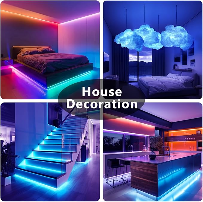 DAYBETTER LED Strip Lights 110ft, Smart Lighting Strips with App Remote Control, RGB Music Sync Color Changing Lights for Bedroom Kitchen Party Home Decor(1 Roll)