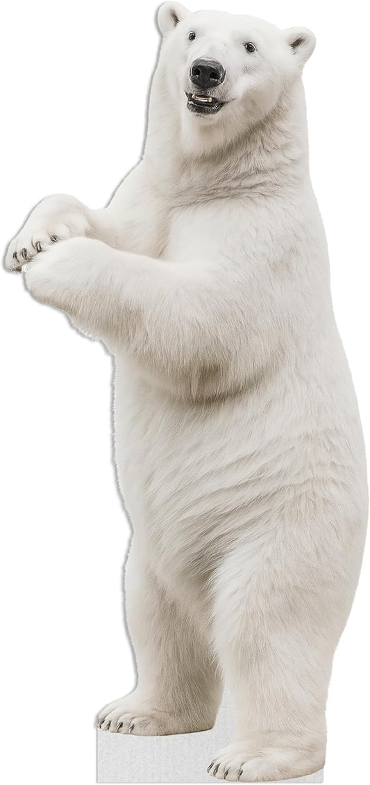 Polar Bear - Standing Life Size Standee - 6.6FT Freestanding Coroplast Cutouts | Safari Animal Standup Photo Booths, Jungle Party, Birthday & Halloween Decorations