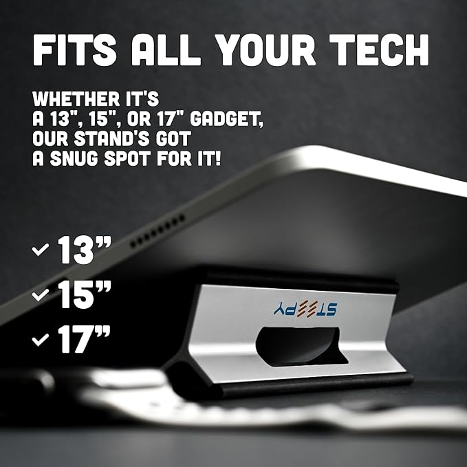 Steepy Portable Laptop Stand for Desk – Adjustable Height, & Portable Laptop Holder – Ergonomic Computer Stand for Cooling & Comfort – Slip-Proof, Sturdy Design – Universal Fit for 13-17 Inch Devices