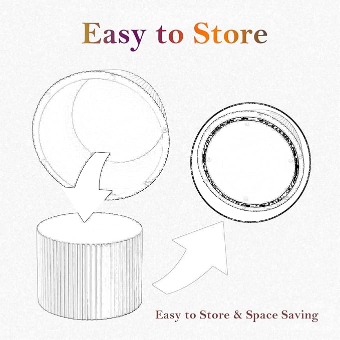 Handcraft Round Nesting Coffee Table - Chic Wave Stripe Edge, Modern Stylish Walnut Wooden Circle Fluted Center Table for Living Room (27.6in+19.7in)