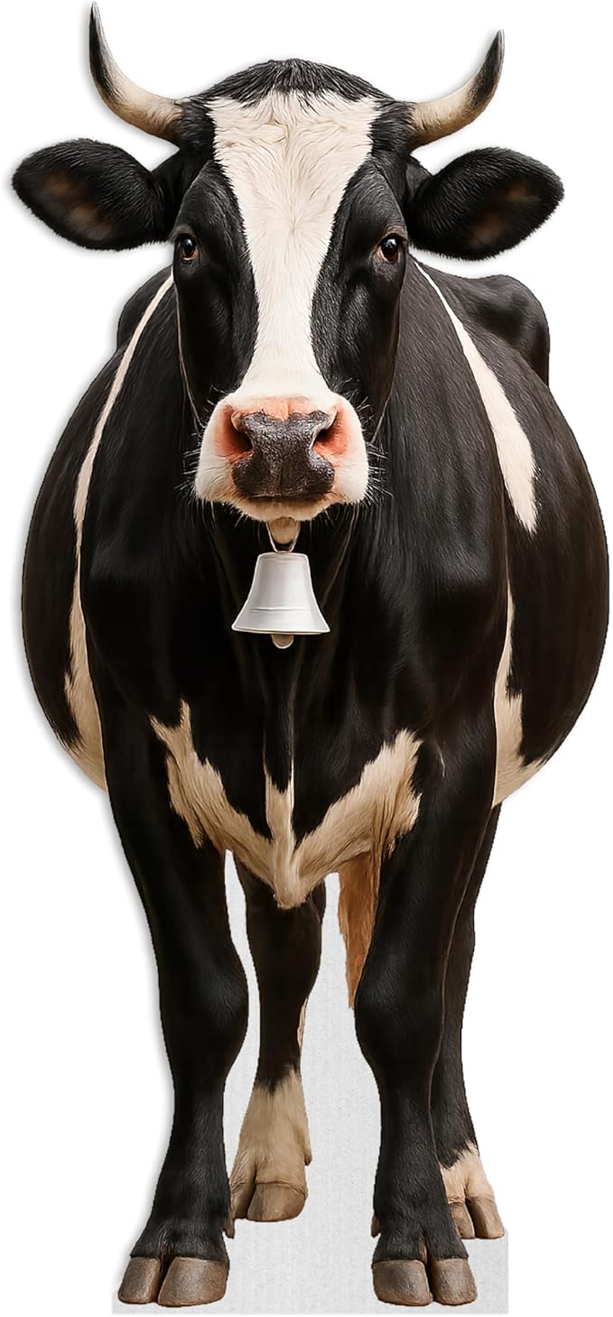 Cow Life Size Standee - 5FT Freestanding Coroplast Cutouts | Farm Animal Standup Photo Booths, Birthday & Halloween Decorations