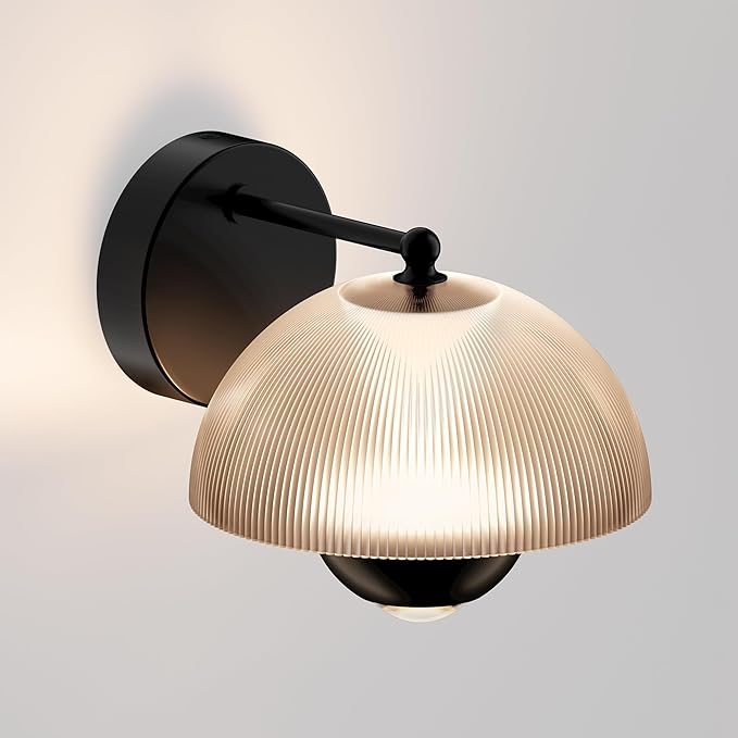 Tubicen Flowerpot LED Wall Sconce Dual Lighting 10W Dimmable Modern Elegant Wall Lamp Black Indoor Round Wall Lights for Living Room Bedroom Hardwired