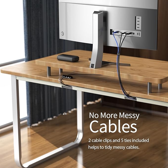 Delamu 62.8in Under Desk Cable Management, Safe Tidy Cable Management Under Desks for Home Office, 4 Pack Cord Organizer for Desk, Wire Organizer Kit, Beige