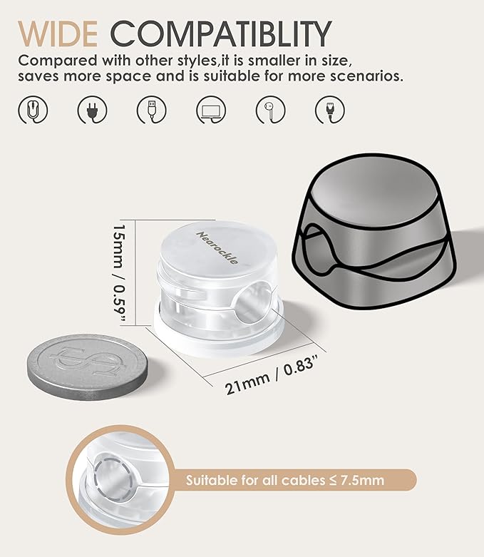 9 Pack Spring Cord Organizer Cable Clips [Locking Cable Rotatable], 2025 Latest Nearockle Phone Charging Cord Holder Cable Management for Car, Nightstand, Office Desk Accessories (Multi)