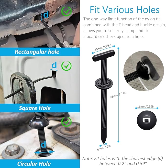 200PCS Upgraded Nylon Universal Cable Tie Buckle, Heavy Duty Self-Locking Rivet Zip Ties, Multifunctional Cable Tie Buckle for Car Daily Repair, Home, Office, Garden, Workshop(200Pcs)