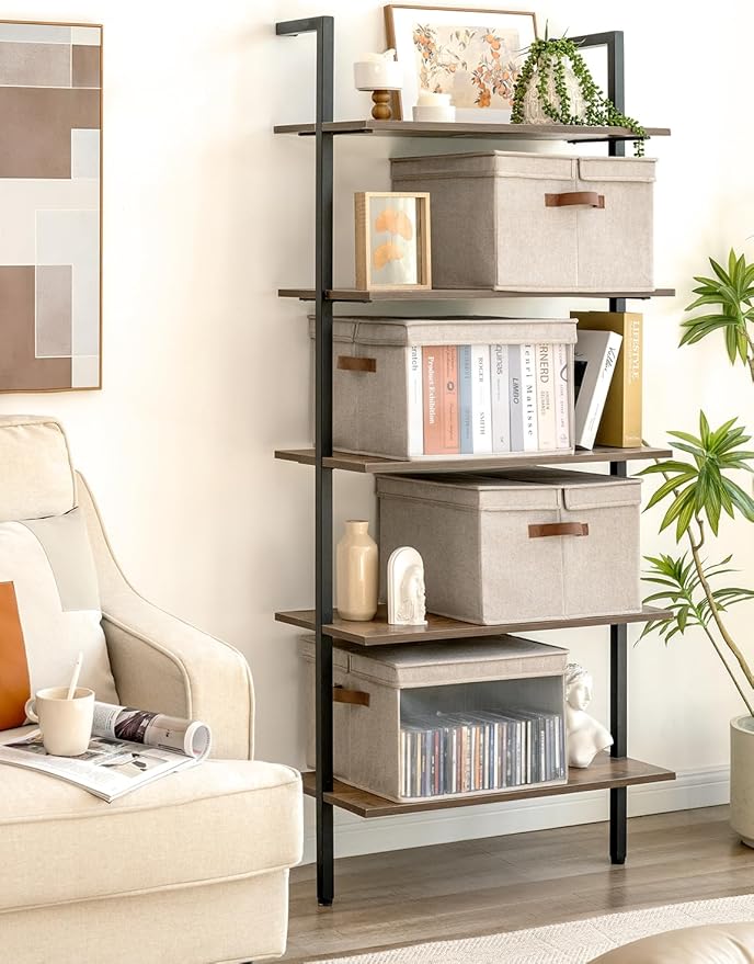 StorageWorks Storage Bins with Lid and Clear Window, Fabric Storage Boxes with Lids, Stackable Basket for Shelves, Closet Organizer and Storage Bins, Brown and Beige, Jumbo, 4-Pack