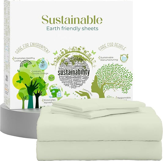 SUPREME ELEGANCE King Size Sheets Set –Natural 100% Cotton Percale Sheets King Bed Set, Oeko-tex Made in Green Sustainable, Breathable Cooling Deep Pocket Sheet, Crisp Luxury Bedding, Brownish Grey