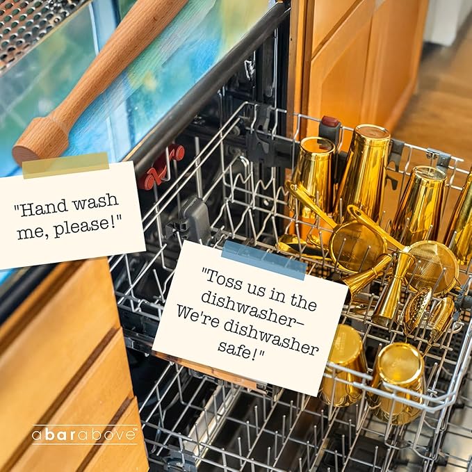 A Bar Above 14-Piece Gold Bartender Kit, Premium Gold-Plated Stainless Steel Barware Gift Set for Home and Professional Use, Includes Cocktail Shaker, Jigger, Strainers, Muddler, Picks, Spoon