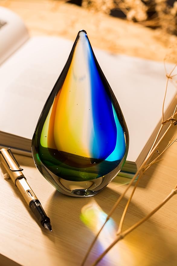 Yao Yuan Hand-Blown Glass Sculpture - Murano-Style Glass Statue and Figurine - Wonderful Gift, Blue and Green Color