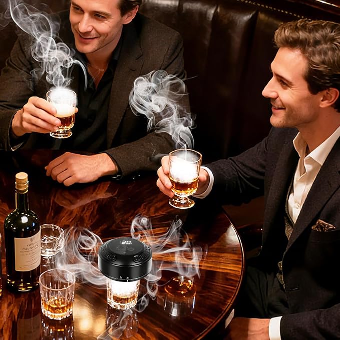 Whiskey Smoker Kit, Electric Cocktail Kit with 6 Flavors Wood Chips Old Fashioned Drink Smokers Infuser Set Anniversary Birthday Christmas Bourbon Gifts for Men Dad Husband (NO Butane Needed)