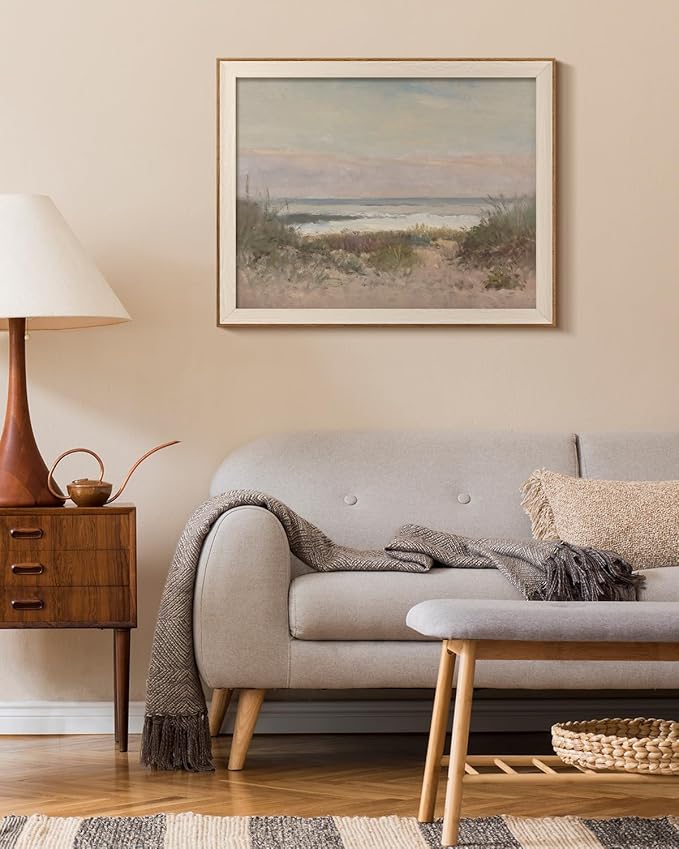 InSimSea Framed Canvas Wall Art Decor Room Decor, Classical Coastal Scenery Bathroom Pictures Wall Decorations, Farmhouse Kitchen Office Bathroom Art Wall Decor 16X20In