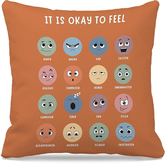 Nogrit Counseling Office Must Haves Throw Pillow Cover, Calming Corner, Mental Health Pillowcase Decor for Home Kids,Mental Health Counselor Gifts, Calming Corner Pillow Covers 18x18 Earthy Yellow