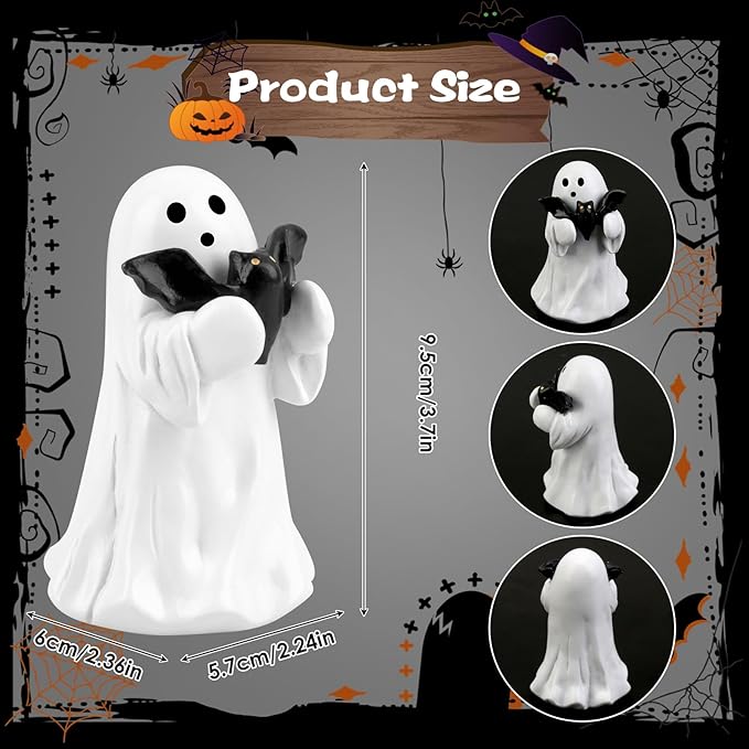2025 Halloween Figurine Ghost, Ghosts Middles Fingers Figurine，Spooky Cute Halloween Decor，Haunted Porch & Indoor Home Statue，Coffee Table Centerpieces Shelf Mantel Display