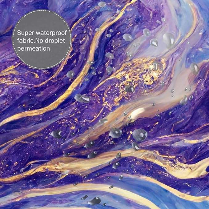 Domoku Purple Blue and Gold Marble Shower Curtain,Abstract Modern Bathroom Decor, Waterproof Washable Fabric Shower Curtain, 72 X 72