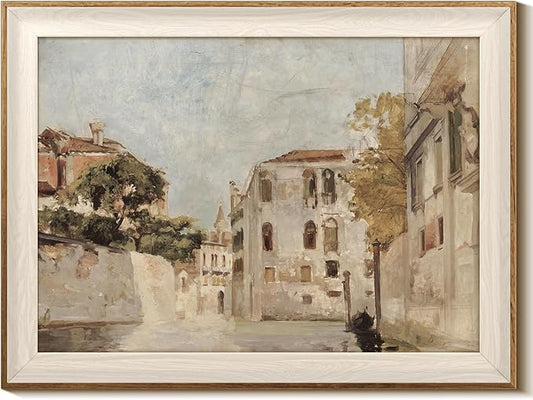 InSimSea Framed Canvas Wall Art Classical Cityscape Artwork Wall Decorations View of Venice Canvas Prints Bathroom Pictures Farmhouse Office Home Wall Decor 12x16In